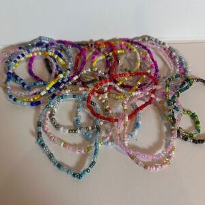 Boho Beaded Bracelets Stackable Stretch Anklets Layering Jewelry Set